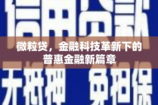 泉山微粒贷，金融科技革新下的普惠金融新篇章
