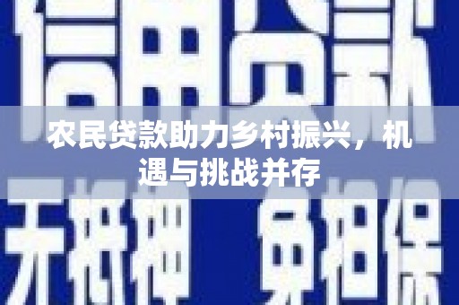 泉山农民贷款助力乡村振兴，机遇与挑战并存