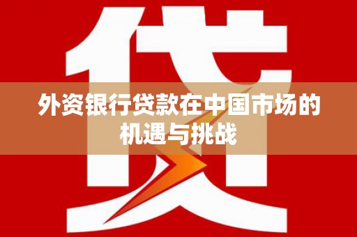 泉山外资银行贷款在中国市场的机遇与挑战