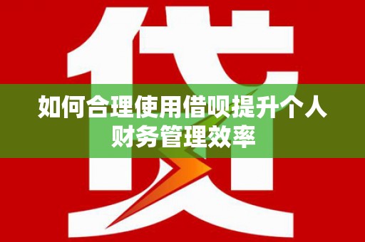泉山如何合理使用借呗提升个人财务管理效率