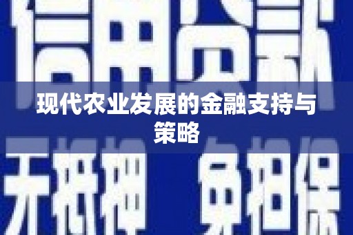泉山现代农业发展的金融支持与策略